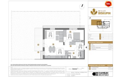 Rzut - Mieszkanie na sprzedaż 2 pokoje o powierzchni 52,01 m² - numer A.3 w Wille Biskupin