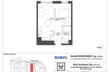 Rzut - Mieszkanie na sprzedaż 1 pokój o powierzchni 33,35 m² - numer C.0M06 w Foresteria