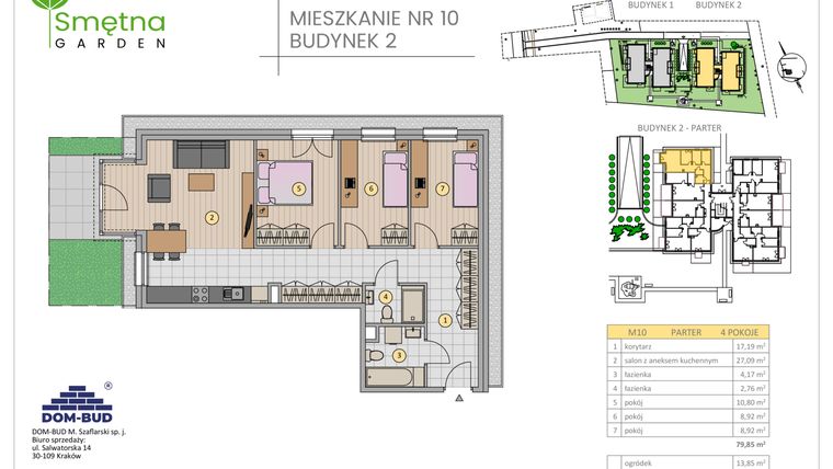 Rzut - Mieszkanie na sprzedaż 4 pokoje o powierzchni 79,85 m² - numer 10 w Smętna Garden