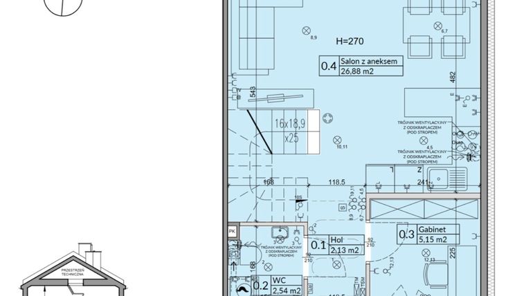 Rzut - Dom na sprzedaż 5 pokoi o powierzchni 72,7 m² - numer 26B w Osiedle Stokrotki etap 4 i 5