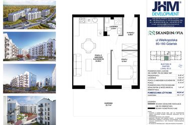 Rzut - Mieszkanie na sprzedaż 2 pokoje o powierzchni 44,64 m² - numer B.0.3 w Skandinavia