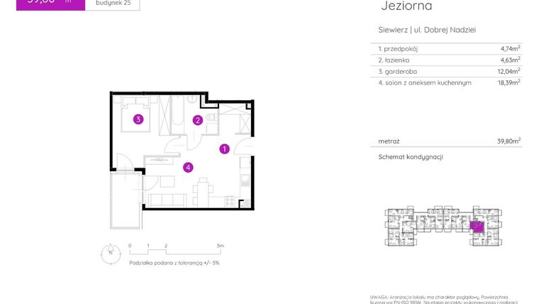 Rzut - Mieszkanie na sprzedaż 1 pokój o powierzchni 39,8 m² - numer 25.B.1.4 w Murapol Siewierz Jeziorna bud. 25 i 26