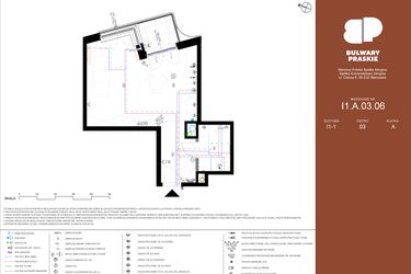 Rzut - Mieszkanie na sprzedaż 1 pokój o powierzchni 36,84 m² - numer I1.A.03.06 w Bulwary Praskie etap I i J