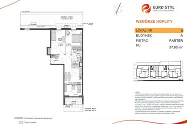 Rzut - Mieszkanie na sprzedaż 3 pokoje o powierzchni 57,63 m² - numer 1_1_A_0_5 w Wzgórze Hoplity