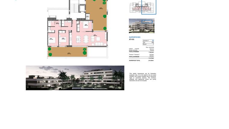 Rzut - Mieszkanie na sprzedaż 3 pokoje o powierzchni 261,01 m² - numer 24 w Penthouse w Torre-Pacheco - 41454562