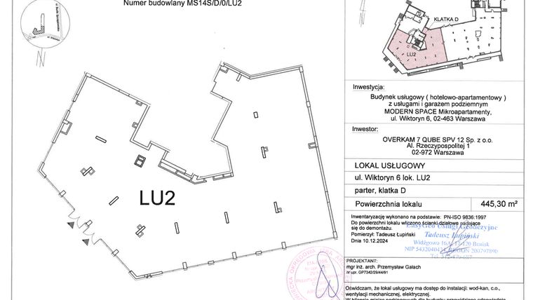 Rzut - Lokal użytkowy na sprzedaż 1 pokój o powierzchni 445,3 m² - numer MS/S/D/0/LU2 w Modern Space