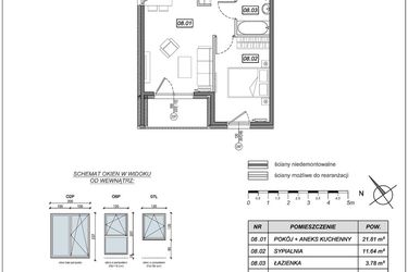 Rzut - Mieszkanie na sprzedaż 2 pokoje o powierzchni 43,33 m² - numer 10.B.08 w Nowe Południe bud. 10