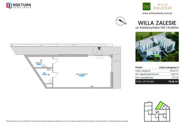 Rzut - Lokal użytkowy na sprzedaż 1 pokój o powierzchni 75,35 m² - numer L2 w Willa Zalesie