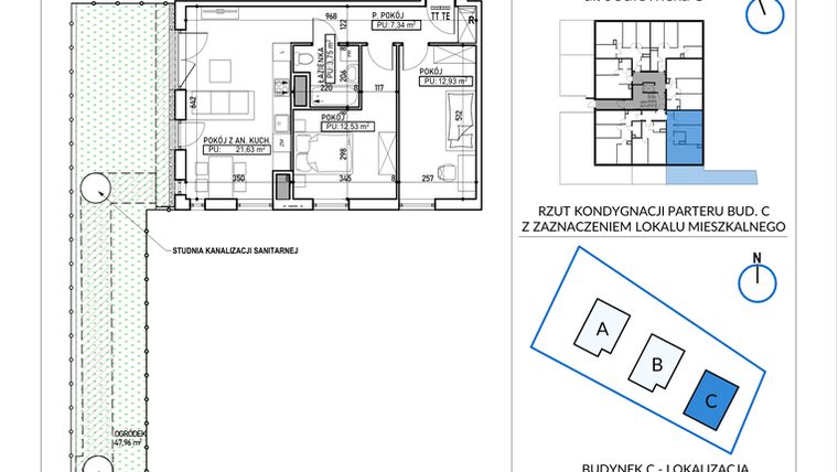 Rzut - Mieszkanie na sprzedaż 3 pokoje o powierzchni 58,18 m² - numer 5-5 w Jodłowicka 5
