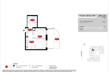 Rzut - Mieszkanie na sprzedaż 2 pokoje o powierzchni 37,53 m² - numer BR12/50 w Browary Wrocławskie 2