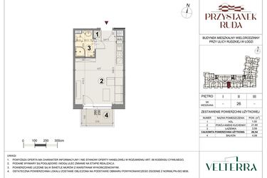 Rzut - Mieszkanie na sprzedaż 1 pokój o powierzchni 26,78 m² - numer 26 w Przystanek Ruda