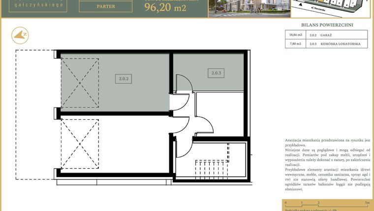 Rzut - Mieszkanie na sprzedaż 5 pokoi o powierzchni 96,2 m² - numer M4 w Apartamenty Gałczyńskiego