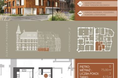 Rzut - Mieszkanie na sprzedaż 3 pokoje o powierzchni 74,67 m² - numer B.0.4 w Browar Jedności