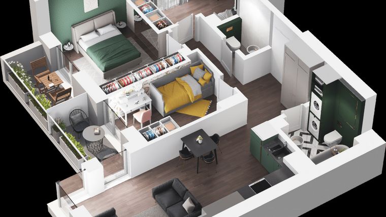 Rzut - Mieszkanie na sprzedaż 4 pokoje o powierzchni 63,17 m² - numer 53 w Apartamenty Zagajnikowa 2