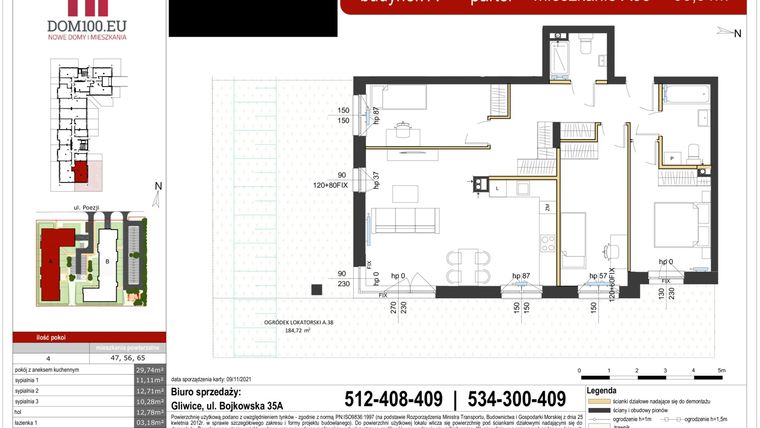 Rzut - Mieszkanie na sprzedaż 4 pokoje o powierzchni 88,47 m² - numer AM38 w Apartamenty Poezji III