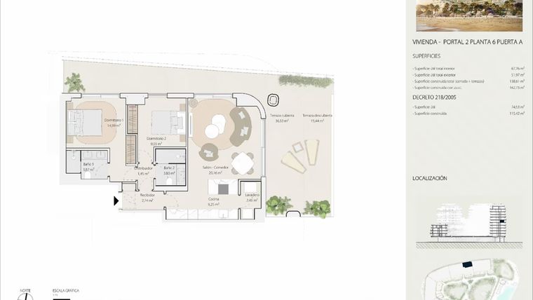 Rzut - Mieszkanie na sprzedaż 2 pokoje o powierzchni 159 m² - numer P2P5P-D w Termica Beach