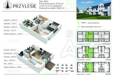 Rzut - Dom na sprzedaż 3 pokoje o powierzchni 96,48 m² - numer 163.2 w Osiedle Przylesie