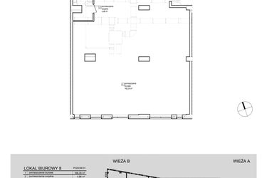 Rzut - Lokal użytkowy na sprzedaż 1 pokój o powierzchni 178,5 m² - numer P01/B08 w Sokolska 30 Towers
