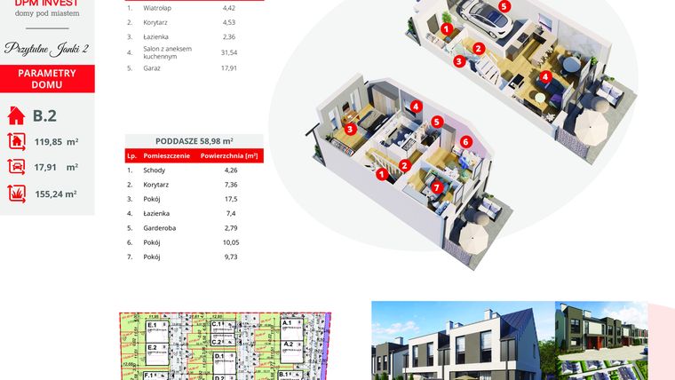 Rzut - Dom na sprzedaż 4 pokoje o powierzchni 119,8 m² - numer B.2 w Osiedle Przytulne Janki II etap 2