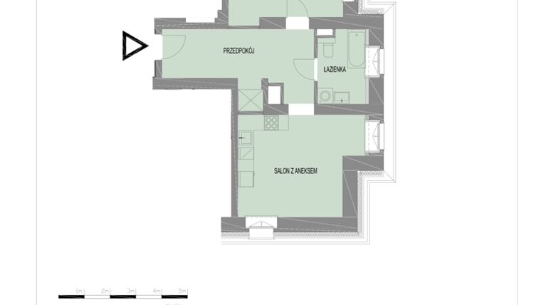 Rzut - Mieszkanie na sprzedaż 2 pokoje o powierzchni 49,51 m² - numer A26 w Komuny Paryskiej 19a