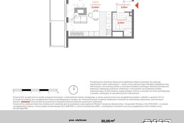 Rzut - Mieszkanie na sprzedaż 1 pokój o powierzchni 30 m² - numer F.03.06 w Pierwsza Dzielnica - etap III
