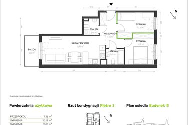 Rzut - Mieszkanie na sprzedaż 3 pokoje o powierzchni 57,64 m² - numer B/A/10 w Augustowska Vita