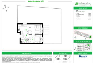 Rzut - Mieszkanie na sprzedaż 2 pokoje o powierzchni 40,66 m² - numer A/0/3 w Osiedle Parkowe Aleje etap III