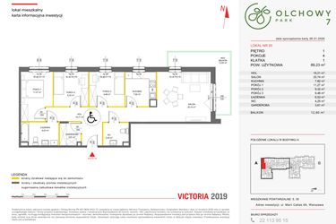 Rzut - Mieszkanie na sprzedaż 4 pokoje o powierzchni 88,9 m² - numer 20 w Olchowy Park VII