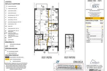 Rzut - Mieszkanie na sprzedaż 3 pokoje o powierzchni 61,45 m² - numer 13-L2 w Osiedle Idea etap I