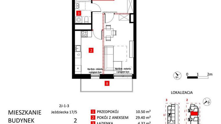 Rzut - Mieszkanie na sprzedaż 2 pokoje o powierzchni 67,31 m² - numer AJ_17/5 w Apartamenty Jeździecka