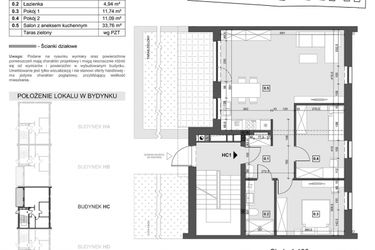 Rzut - Mieszkanie na sprzedaż 3 pokoje o powierzchni 69,15 m² - numer HC1 w Wzgórze Zelwerowicza