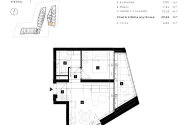 Rzut - Mieszkanie na sprzedaż 2 pokoje o powierzchni 29,65 m² - numer C.1.13 w Cisha Apartamenty Dziwnów