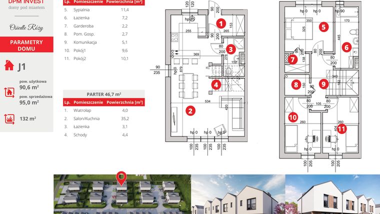 Rzut - Dom na sprzedaż 4 pokoje o powierzchni 95 m² - numer J1 w Rose Park etap IV