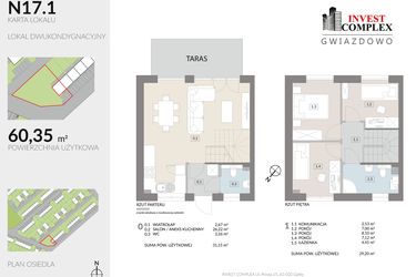 Rzut - Dom na sprzedaż 4 pokoje o powierzchni 60,35 m² - numer N17.1 w Osiedle Gwiazdowo etap 12