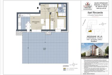 Rzut - Mieszkanie na sprzedaż 2 pokoje o powierzchni 39,66 m² - numer 49 w Apart Warszawska