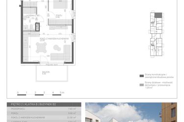 Rzut - Mieszkanie na sprzedaż 2 pokoje o powierzchni 43,39 m² - numer M-30 w Forma Augustów