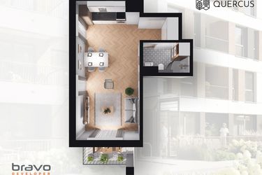 Rzut - Mieszkanie na sprzedaż 1 pokój o powierzchni 31,84 m² - numer B2.52 w Quercus