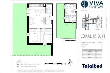 Rzut - Mieszkanie na sprzedaż 3 pokoje o powierzchni 50,46 m² - numer M.0.11 w Viva Piastów