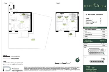 Rzut - Dom na sprzedaż 3 pokoje o powierzchni 63,48 m² - numer N2 w Hafciarska