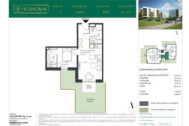 Rzut - Mieszkanie na sprzedaż 2 pokoje o powierzchni 40,17 m² - numer 2.M6 w Sosnovia