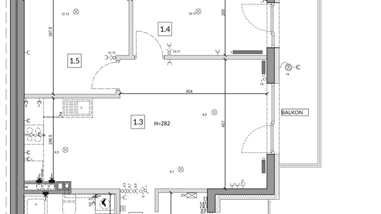 Rzut - Mieszkanie na sprzedaż 3 pokoje o powierzchni 59,76 m² - numer 46B w Osiedle Młodych etap V