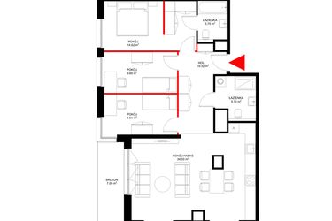 Rzut - Mieszkanie na sprzedaż 4 pokoje o powierzchni 87,82 m² - numer F.7.1 w INSPIRE ETAP V – bud. F, G