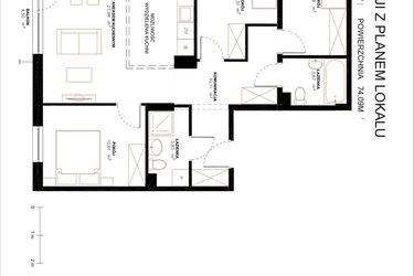 Rzut - Mieszkanie na sprzedaż 4 pokoje o powierzchni 74,09 m² - numer A2.1.112 w Altro A2/1