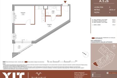 Rzut - Mieszkanie na sprzedaż 2 pokoje o powierzchni 48 m² - numer A.5.26 w Żurawie - etap II