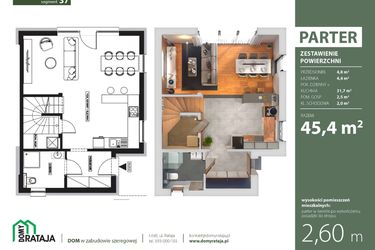 Rzut - Dom na sprzedaż 4 pokoje o powierzchni 92,23 m² - numer 37 w Osiedle Domy Rataja