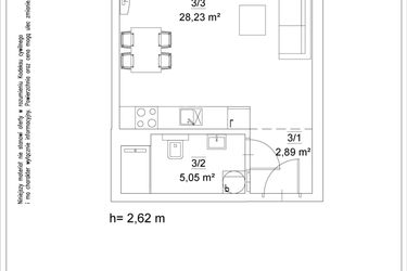 Rzut - Mieszkanie na sprzedaż 1 pokój o powierzchni 36,17 m² - numer 3 w Osiedle Teatralne 19