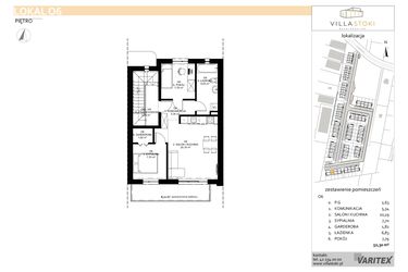 Rzut - Mieszkanie na sprzedaż 3 pokoje o powierzchni 52,3 m² - numer O6 w Villa Stoki (mieszkania)