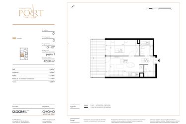 Rzut - Mieszkanie na sprzedaż 2 pokoje o powierzchni 42,08 m² - numer G_7 w Warmiński Port etap V