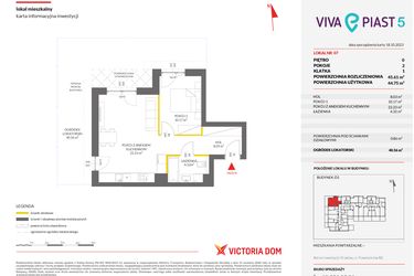 Rzut - Mieszkanie na sprzedaż 2 pokoje o powierzchni 45,58 m² - numer A.7 w Viva Piast 5