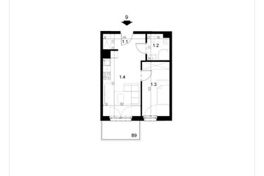 Rzut - Mieszkanie na sprzedaż 2 pokoje o powierzchni 32,93 m² - numer LM9 w Kameralna Koszykarska